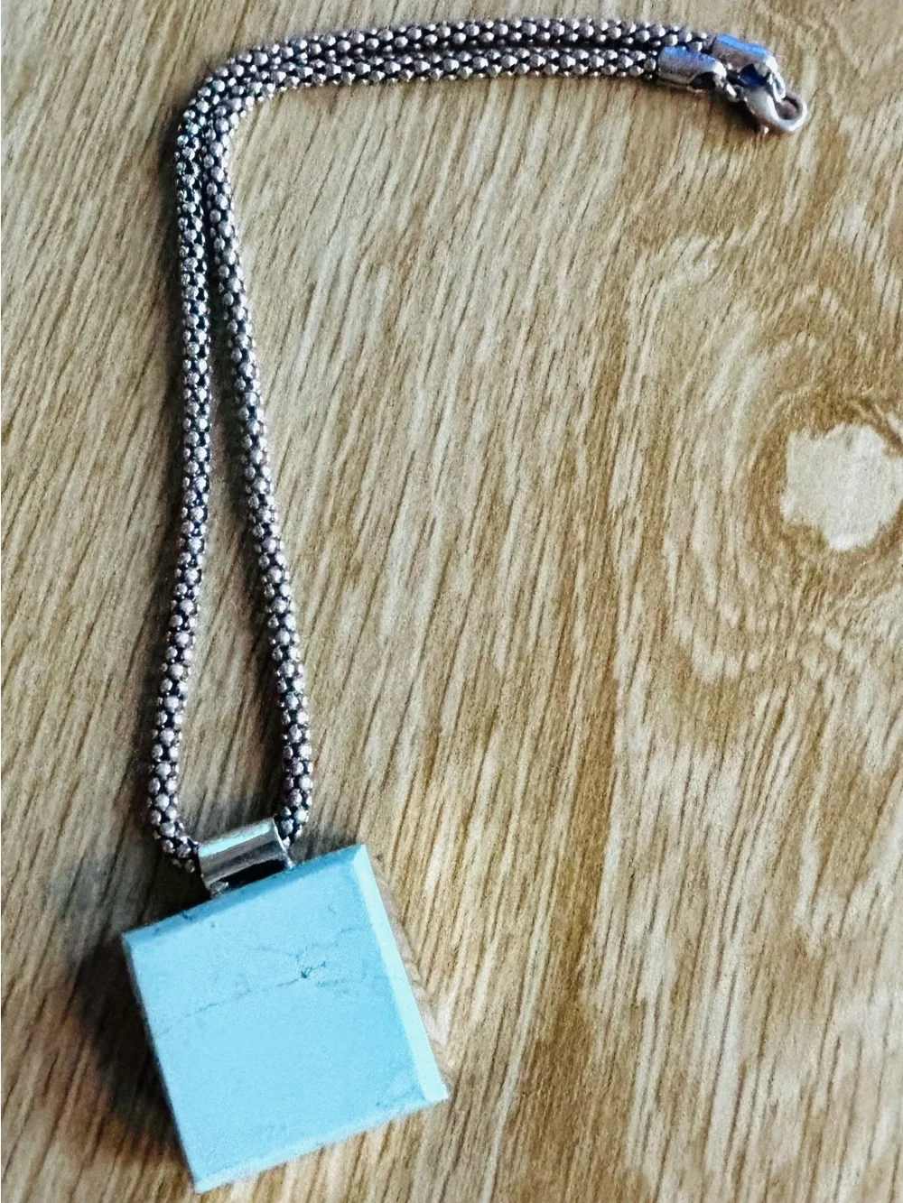 Modern Turquoise Pendant with Serpentine Chain